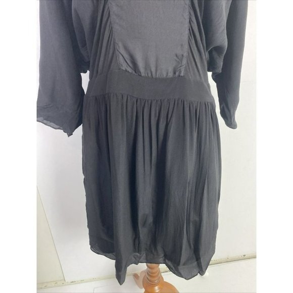 Portmans Size M Black Women's A-Line Dress 100% SILK - Picture 3 of 7